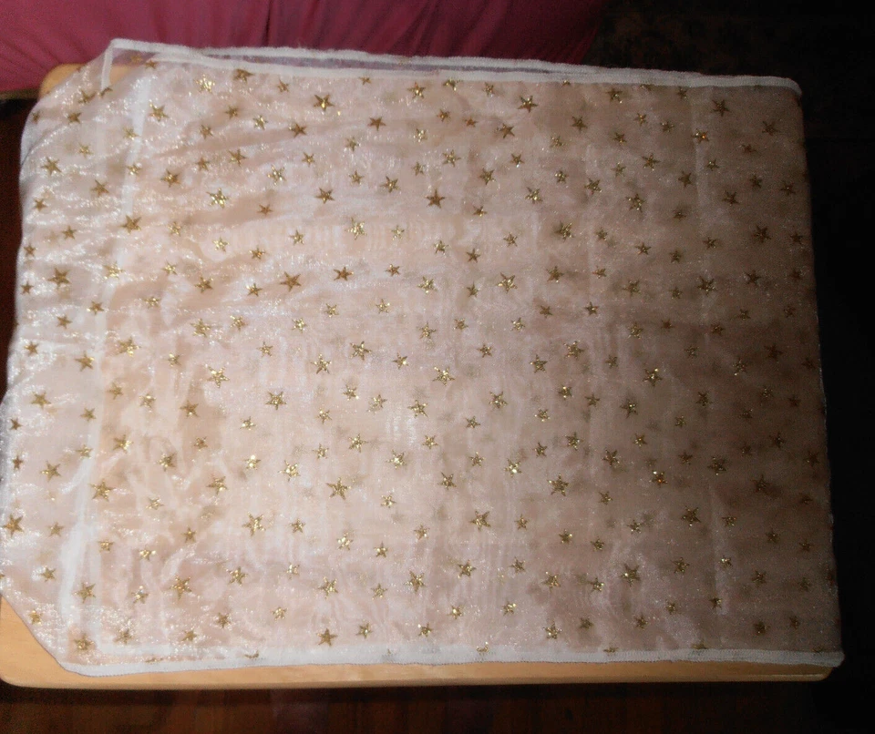 Sheer Table Runner with Gold Shimmery Stars and Tassels - Image 3 of 4