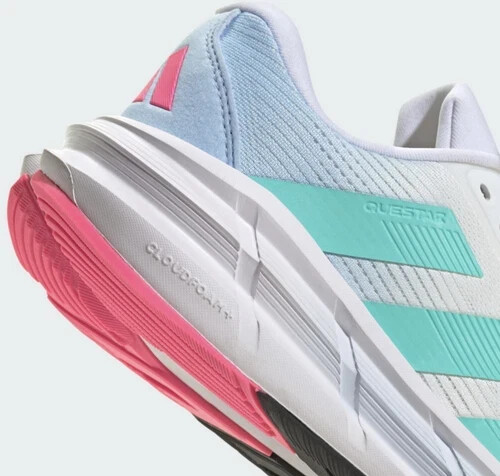Adidas Woman's Athleisure Questar 3 Running Shoe White Pink Multi Cloudfoam NEW - Picture 5 of 14