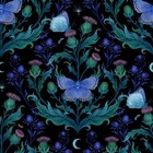 Fat Quarter Blank Jardin De Lune Glow In The Dark Thistle 100% Cotton Fabric