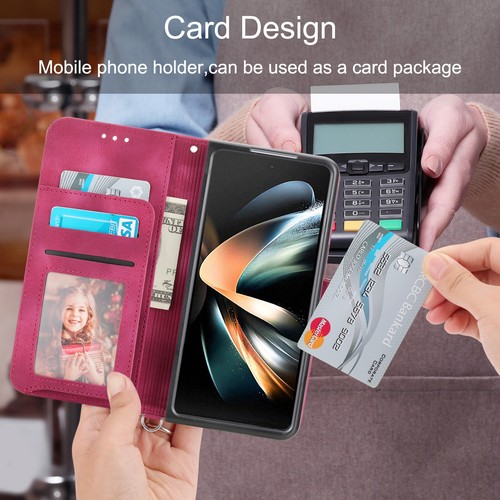 For Samsung Galaxy Z Fold6/5/4/3 Card Wallet Flip Holder Crossbody Phone Case - Picture 70 of 72