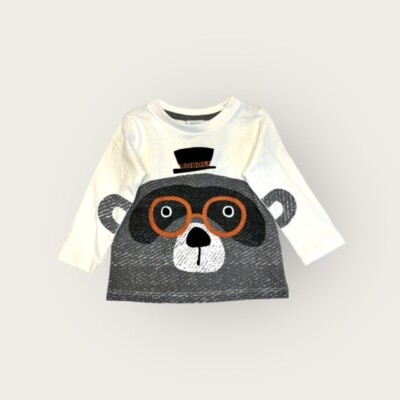 BOBOLI Little Boys Long Sleeve T-shirt Animal Face Print Size 12 months