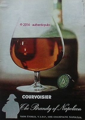 REKLAME COGNAC COURVOISIER BRANDY OF NAPOLEON FINE CHAMPAGNE DE 1960 FRANZÖSISCHE ANZEIGE