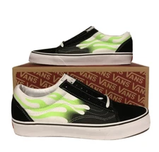 Vans Old Skool Flame Black True White Mens Size 11 Skateboarding Casual