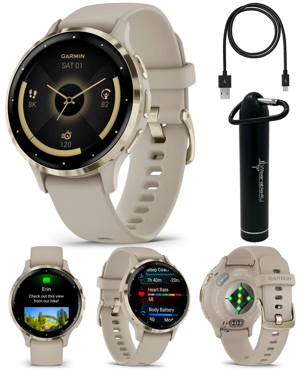 Garmin Venu 3s 41mm Soft Gold Bezel With French Gray Silicone Band  010-02785-02 