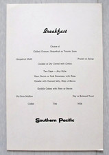 Vintage Southern Pacific Railroad SP Breakfast Menu
