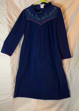 Vintage Appel Velour Soft Robe Peignoir Dressing Gown Half Zip Blue M