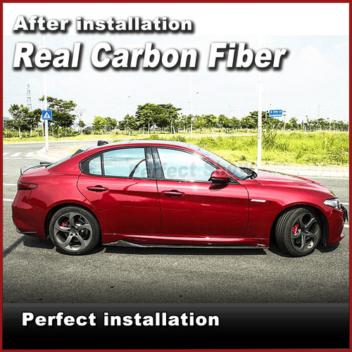 For Alfa Romeo Giulia 17-20 REAL Carbon Fiber Side Skirts Extension Lip Spoiler - Picture 5 of 13