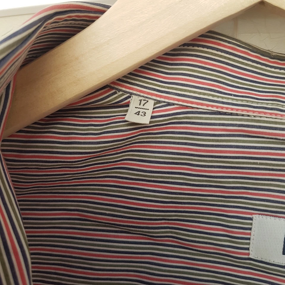 Men's Innes Cole Shirt Striped Blue Grey Pink White Size XL Excellent Condition - Image 3 of 4