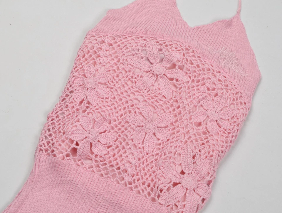 Top Halter Tejido Crochet Rosa Hada Nolita Pocket North Little Italy Y2K Talla XS Foto 3 de 4