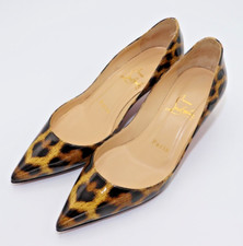 Christian Louboutin Pointed Toe Patent Leather Pumps Women Size 35 US 5 Leopard