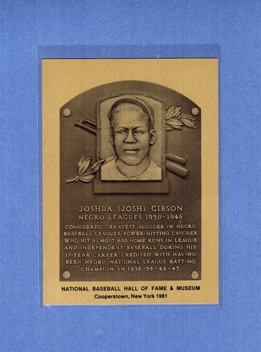 JOSH GIBSON, Negro League ~ Official Baseball Hall of Fame METAL plaque card
