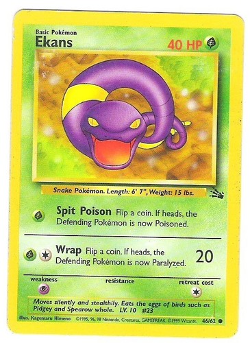 Pokemon Fossil 1st Edition Ekans 46/62 Non Holo | eBay