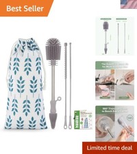 Stainless Steel and Silicone Bottle Cleaning Brushes - Elegant Suva Grey Set