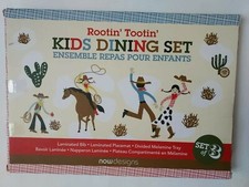 Now Designs Rootin Tootin Cowboy Cowgirl Dining Set NIOB Western Melamine 3pc