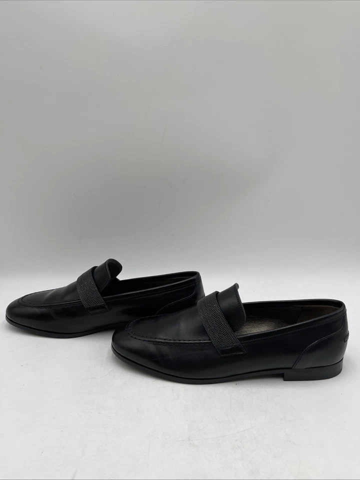 Mocasín de cuero plano Brunello Cucinelli negro talla 35,5 nuevo con caja Foto 3 de 4