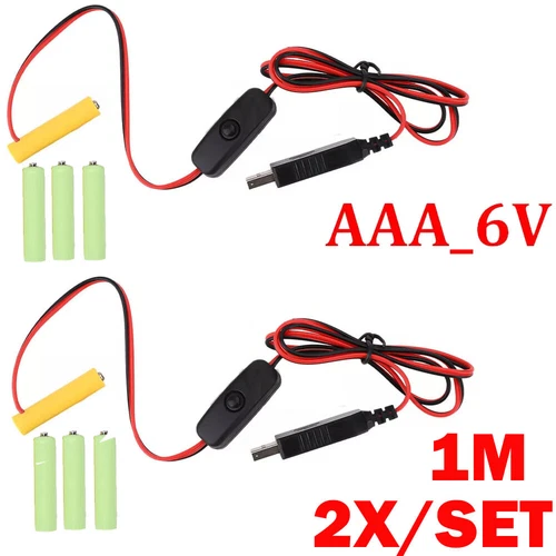 2PC AA/AAA 3V/4.5V/6V Battery Eliminator USB Power Supply Cable Replace UK - Bild 23 von 23