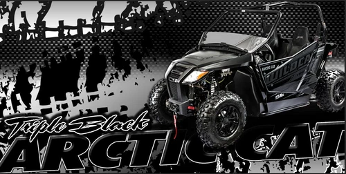 Arctic Cat Triple Black Side by Side UTV ATV Garage Trails Trailer Banner Sign