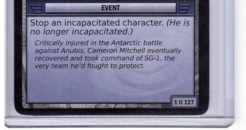 STARGATE SG1 TCG CCG Recuperate 127 - Picture 3 of 3
