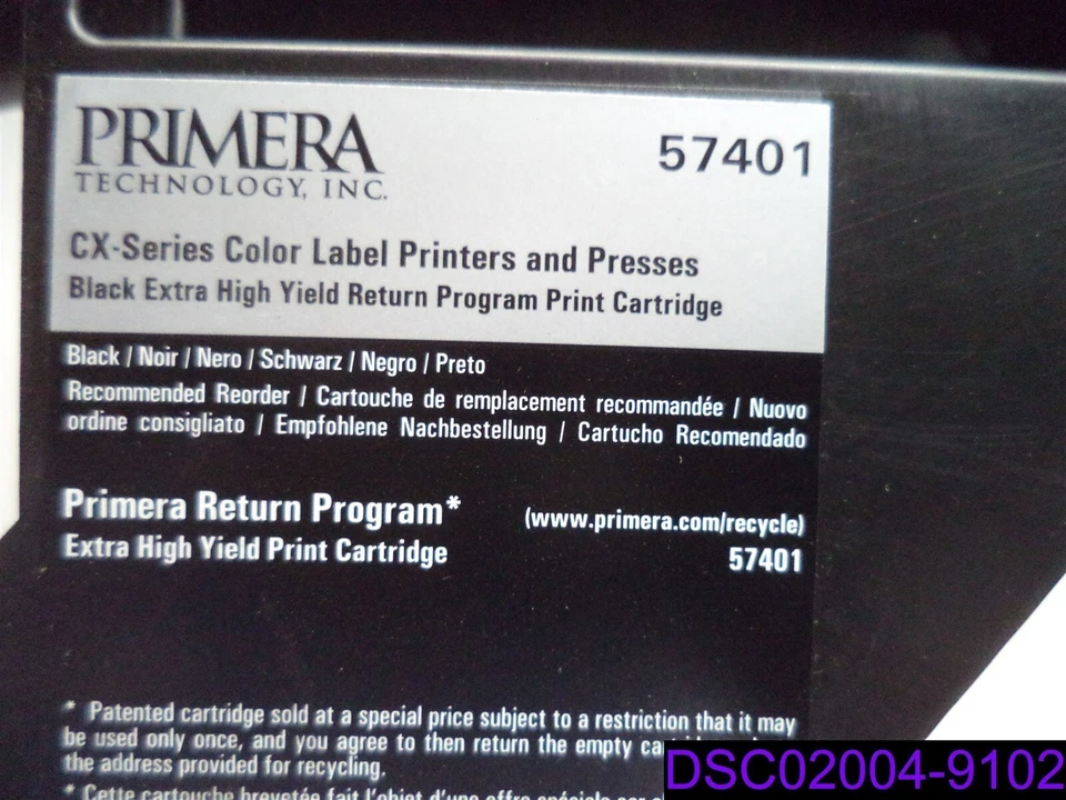 Cartucho de impressão Primera 57401 CX Series preto rendimento extra alto USADO PREENCHIDO COM NECESSIDADES - Imagem 2 de 2