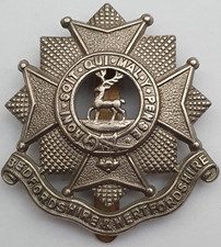 British Army Bedfordshire And Hertfordshire Regiment Cap Badge. Slider to Rear