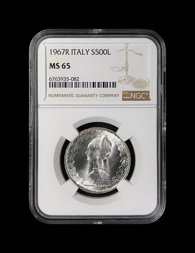 ITALY. 1967, 500 Lire, Silver - NGC MS65 - Nina, Pinta, Santa Maria Ship 🌈 Tone - Image 2 of 4
