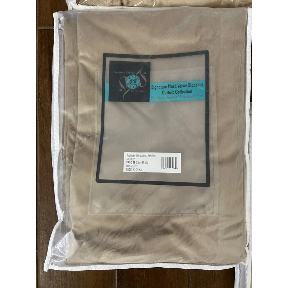 NUEVO Juego de 2 Cortinas Terciopelo Felpa Black Out Firma Tostado Talla 50x108 Foto 2 de 2