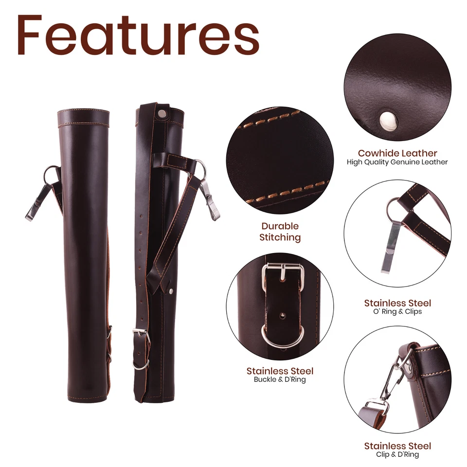 Back/Side Arrow Quiver Genuine Leather Arrow Holder Traditional Handmade Quivers - Image 3 of 3