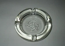 CIRCLE HEAVY GLASS ASHTRAY WITH INITALS B.R. 