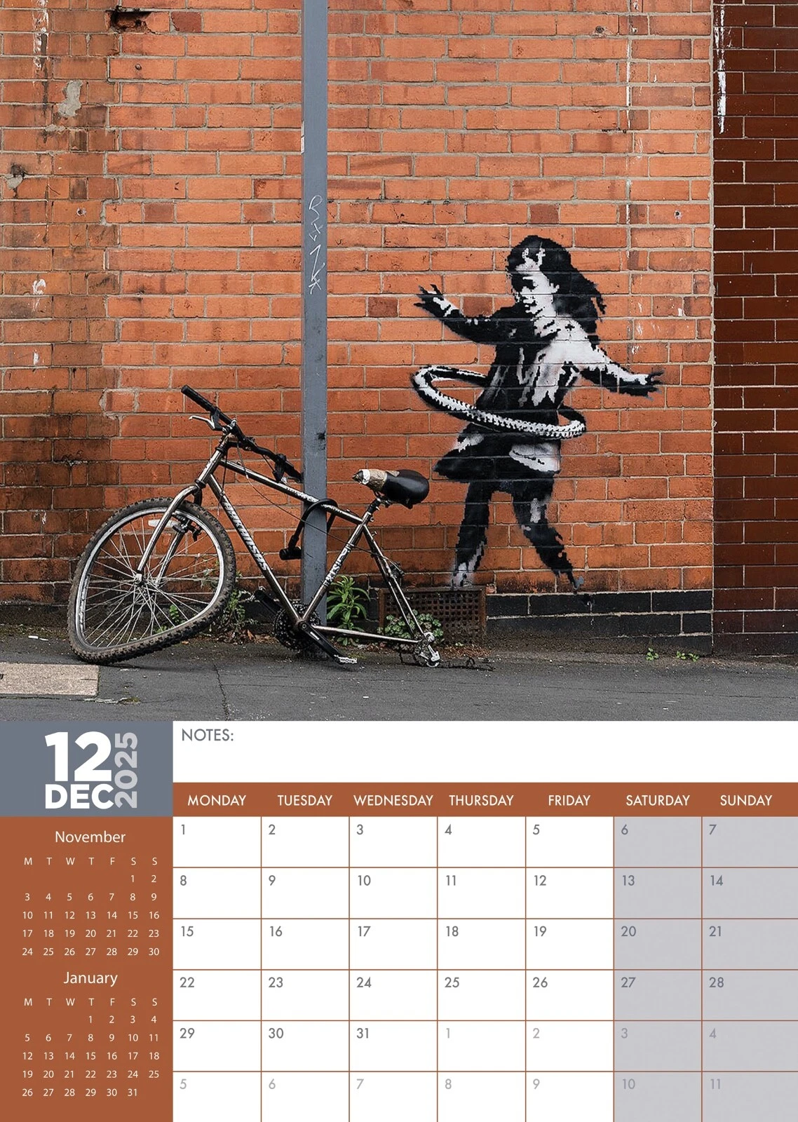 2025 Banksy Wall Calendar - A3 Size