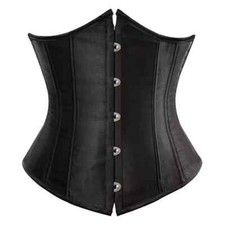 Gothic Underbust Corset Waist Cincher Bustier Top Satin Lace Up Lingerie Plus