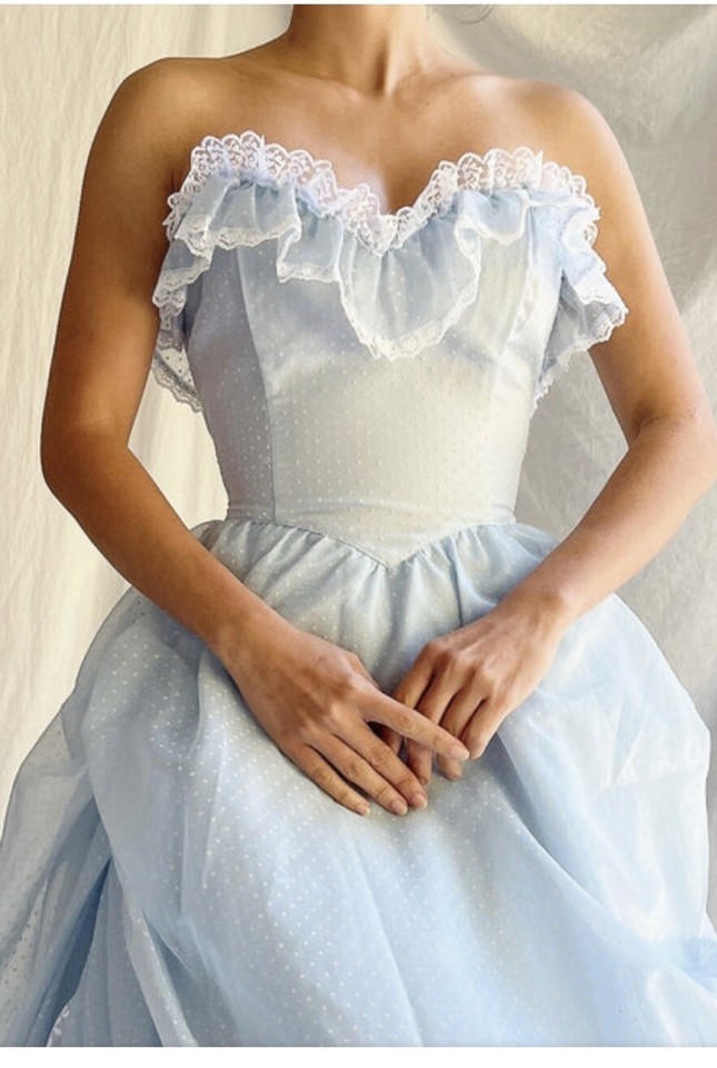 Vintage Gunne Sax Blue Dot Corset Dress Size 9 GUC eBay