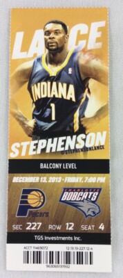 NBA 2013 12/13 Charlotte Bobcats at Indiana Pacers Ticket-Lance Stephenson