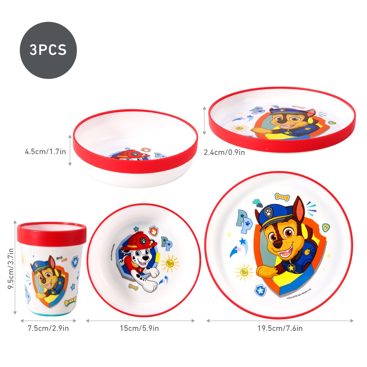 Paw Patrol Kids Piece Dinnerware Cutlery Set Plate/Bowl/Cup