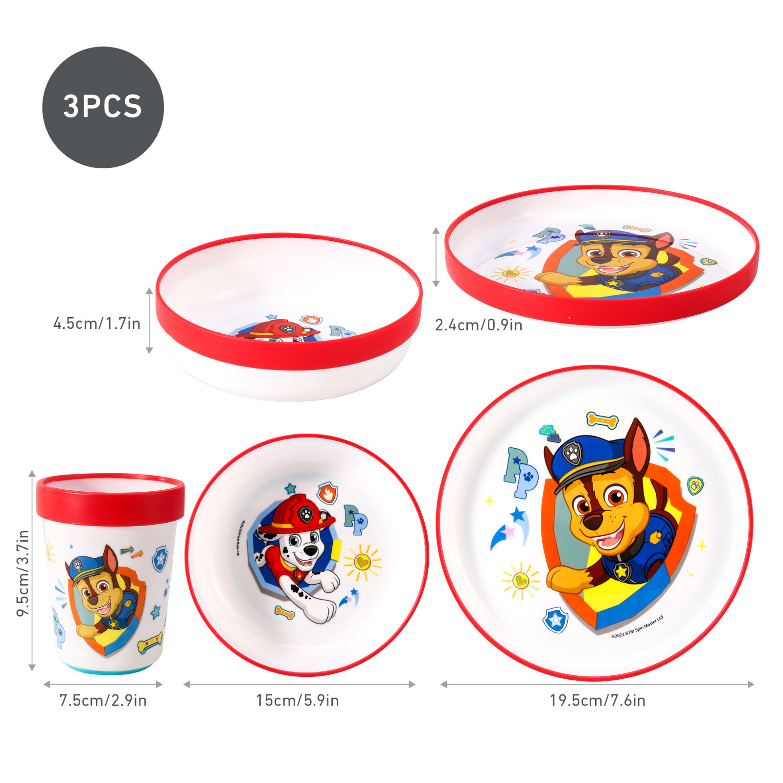 Paw Patrol Kids 6 Piece Dinnerware Cutlery Set - Plate/Bowl/Cup/Knife/Fork/Spoon