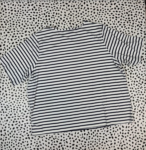 Lands End Navy Blue White Stripe 2X PLUS Cover-Up SS SWIM TEE 518094 - Picture 2 of 5