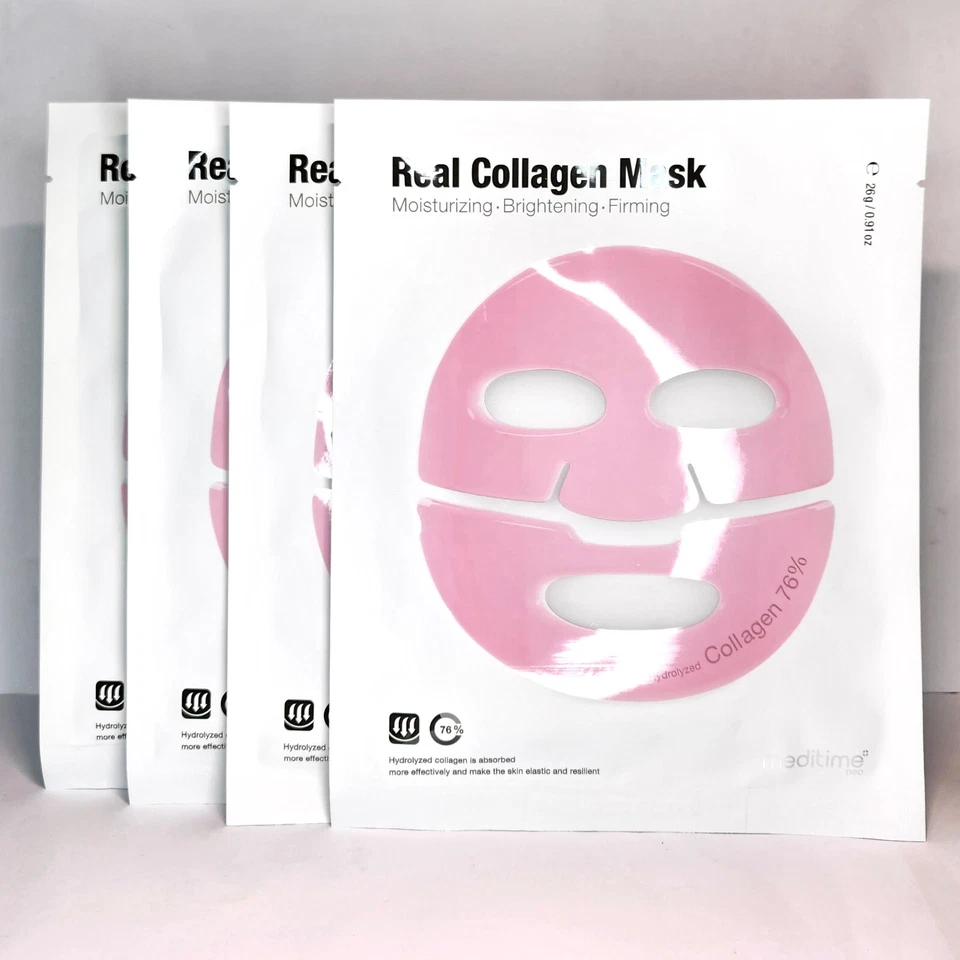 Meditime Real Collagen Mask 26g x 4ea Moisturizer Brightening Firming K-Beauty - Image 2 of 4