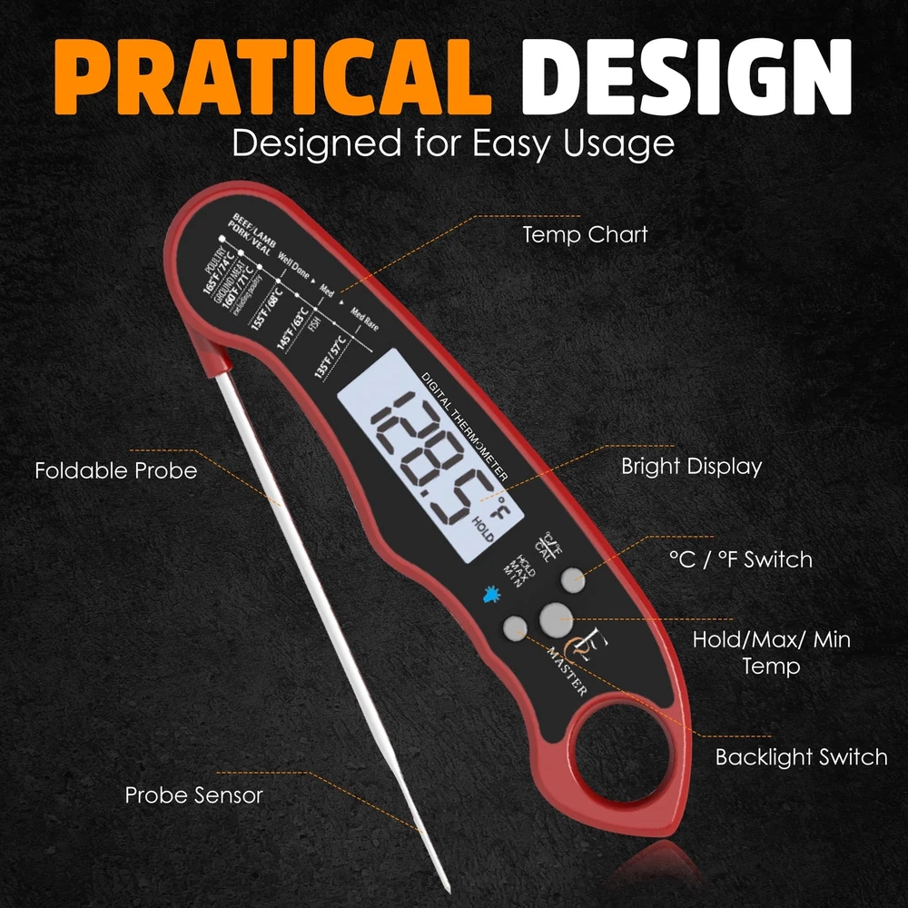 Digital Meat Thermometer for Cooking and Grilling, Candy Thermometer, BBQ Gri...