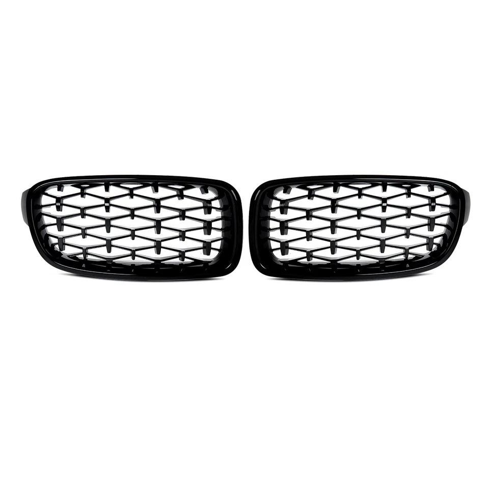 2x Diamond Front Kidney Grille For 2012-2018 BMW F30 320i 328i Gloss Black Grill Foto 3 de 4