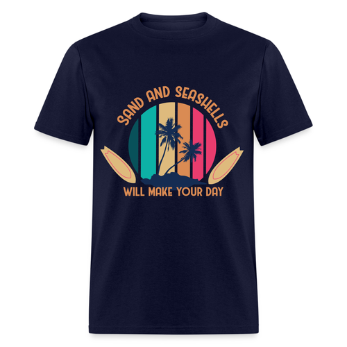 Sand and Seashells Will Make Your Day shirt Ocean Beach surf board T-Shirt - Picture 2 of 41
