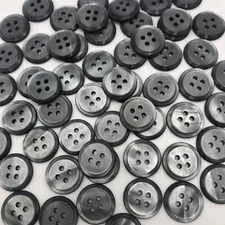 Vtg Industrial Chic Gray Round Raised Beveled 4-Hole Buttons 18mm Lot of 10 D801