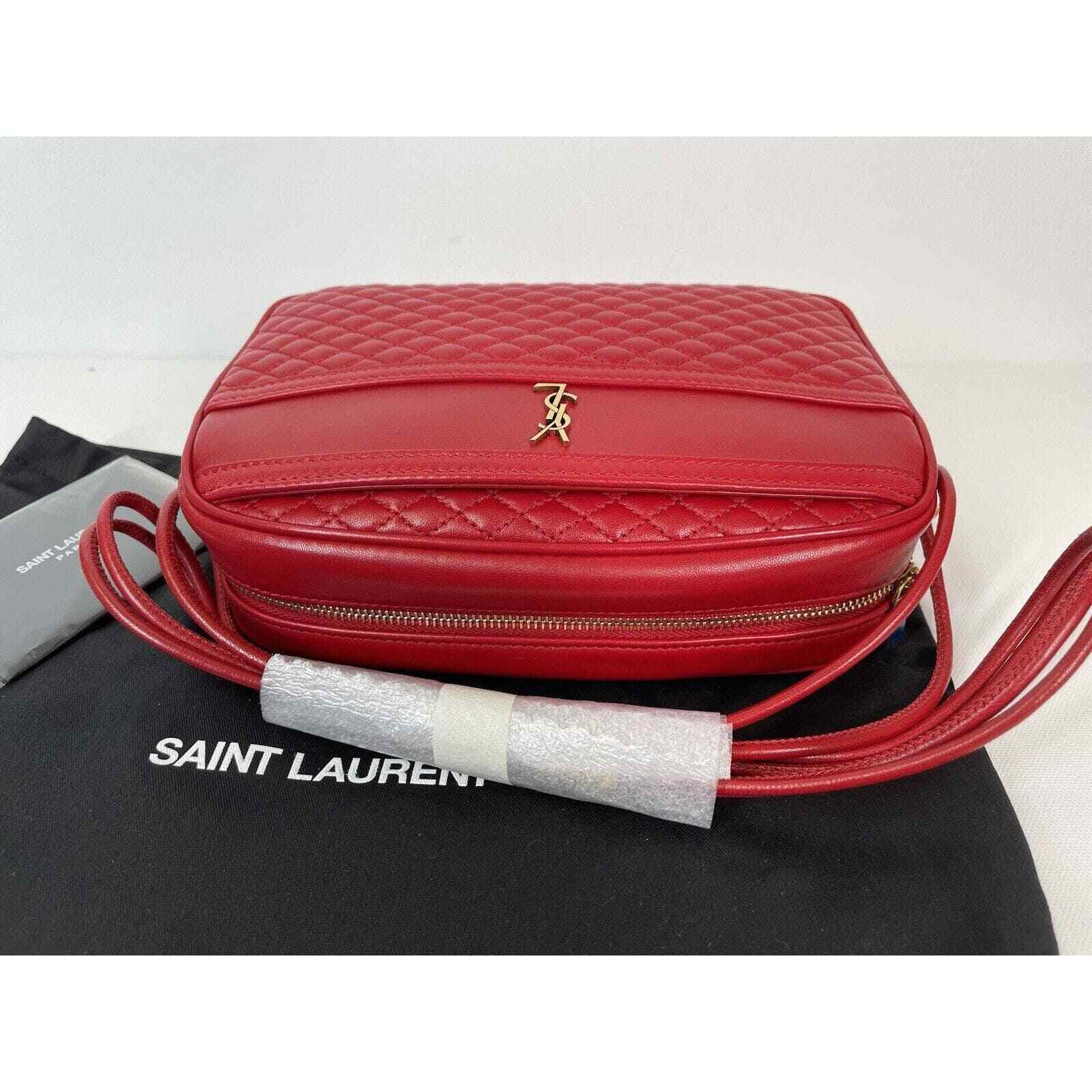 NUOVA BORSA A TRACOLLA SAINT LAURENT YSL MONOGRAMMA IN PELLE ROSSA TRAPUNTATA AUTENTICA!