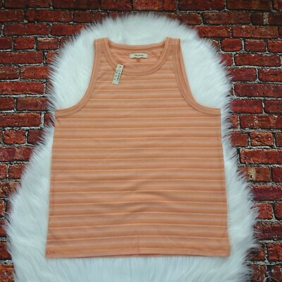 NWT Madewell Tank Top Ribbed Westville Sweet Tulip Stretch Casual Stripes Size L