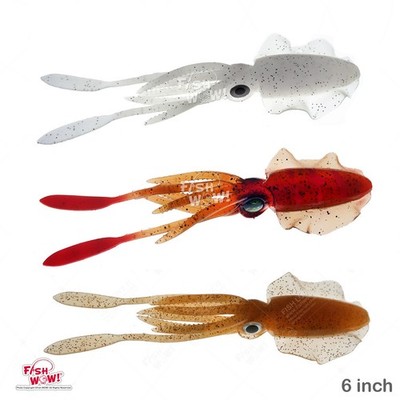 3pcs 3c 6'' Fishing Chase Squid Skirt High Quality Real-like Lures 3D eyes Baits