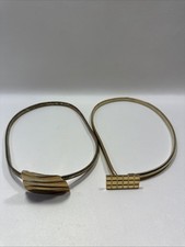 Lot Of 2 VTG Gold Tone Retro Cinch Snake Coil Hook Belt 1970  s 1980  s Fashion