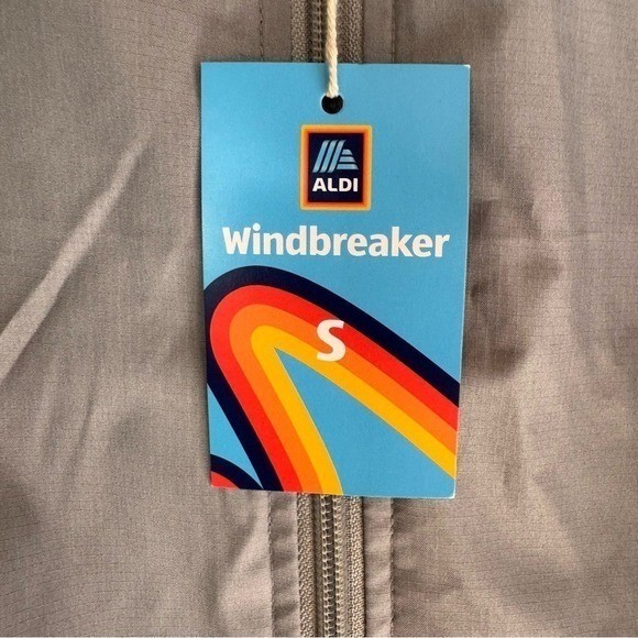 Aldi's Windbreaker Grey Racing Stripes Small NWT RARE Aisle of Shame Hiking Rain image 4