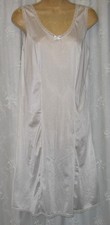 NEW SZ 34 VELROSE WHITE LACE TRIM SILKY NYLON 40" LONG FULL SLIP DRESS