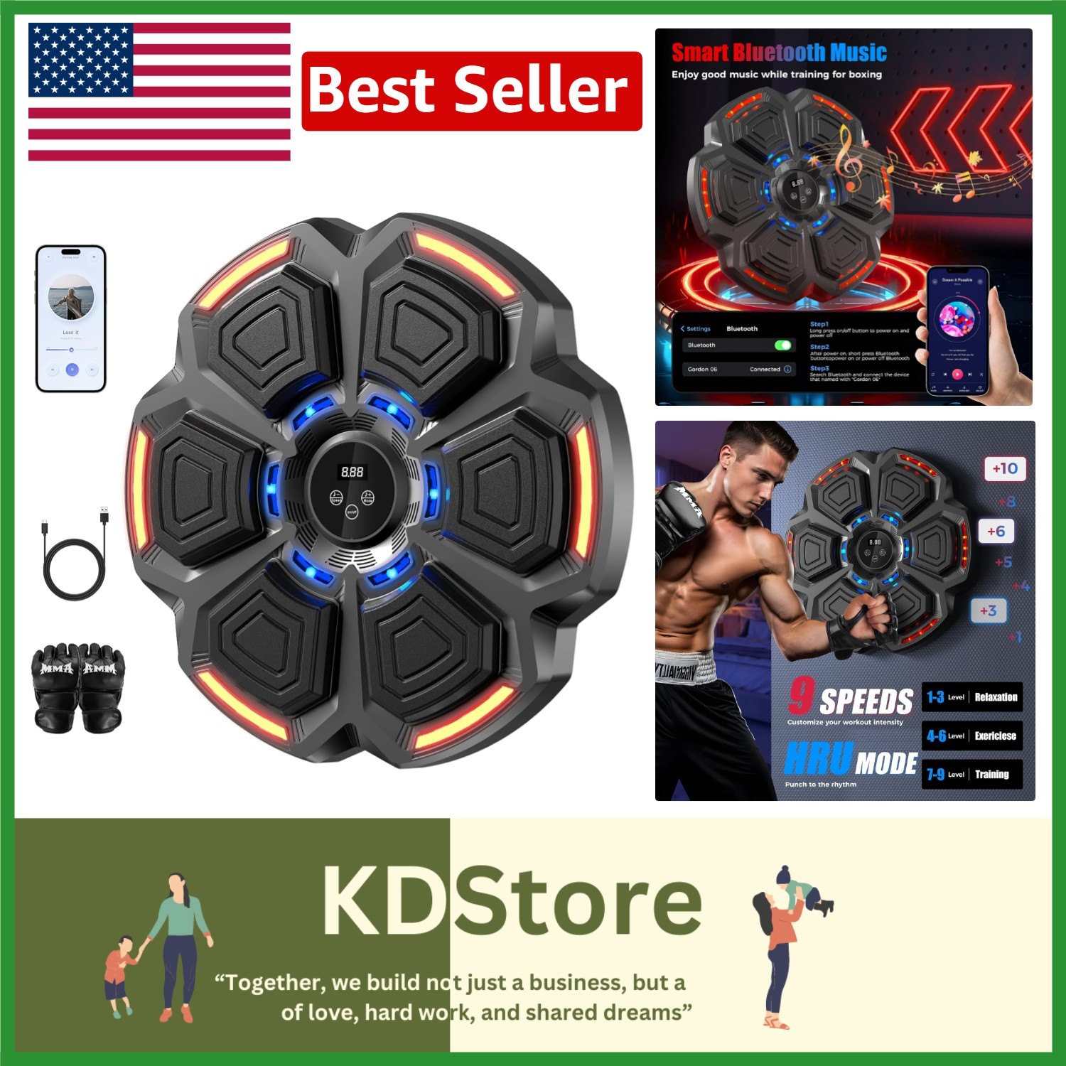 Bluetooth Music Boxing Machine for Adults Kids Home Gym Reflex Training