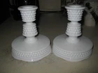 Milk Glass Hobnail Taper Candlesticks Holders Set 2 Fenton Westmoreland ? MINT