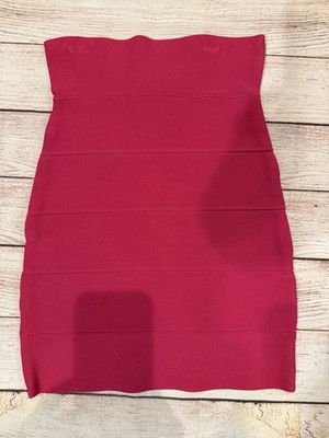 BCBG MAXAZRIA Turkish Rose Pink Bandage Bodycon Pencil Mini Skirt Sz XS