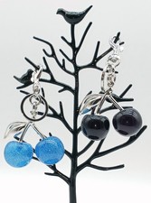 Cherry Glitter Acrylic Keychain Bag Charm   Silver Metal